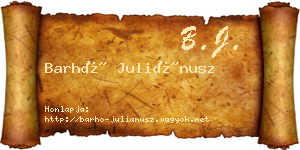 Barhó Juliánusz névjegykártya